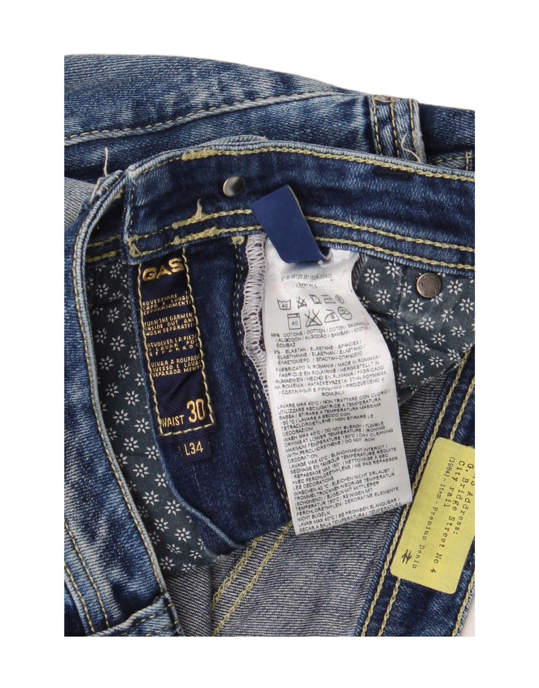 Damskie jeansy Gas Albert Distressed Slim Jeans W30 L27 Niebieskie bawełniane