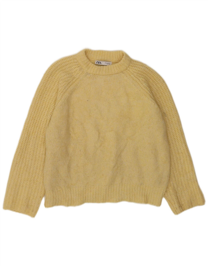 Damski sweter oversize Zara z okrągłym dekoltem UK 14, średni żółty
