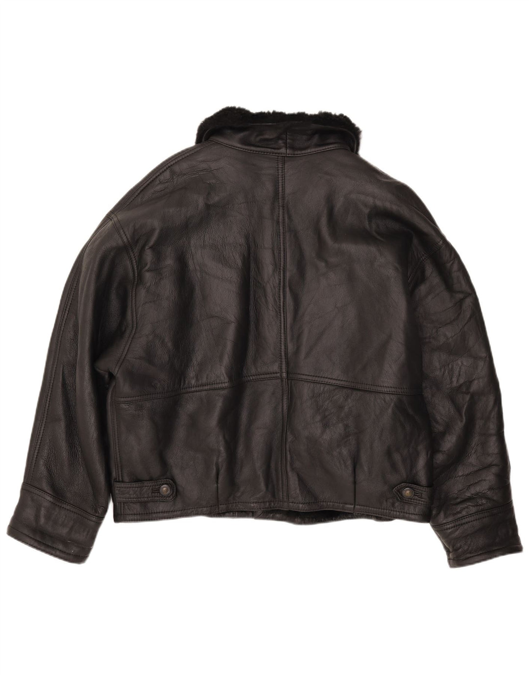 Vintage męska kurtka shearling IT 52 XL czarna skóra