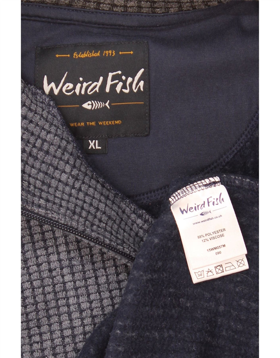Męski sweter polarowy Weird Fish z zamkiem błyskawicznym XL, granatowy, poliester
