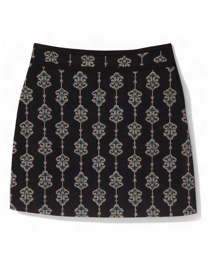 Damska mini spódniczka Zara XS W24 Granatowa, poliestrowa paisley