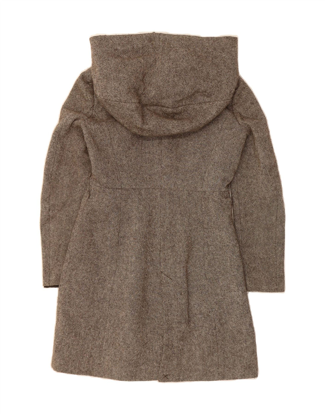 ZARA Womens Hooded Overcoat UK 14 Medium Brown Flecked Vintage Zara and Second-Hand Zara from Messina Hembry 