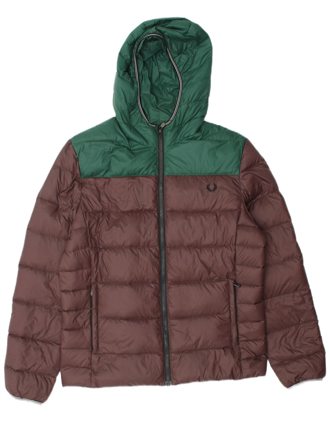 Męska wyściełana kurtka z kapturem i kapturem Fred Perry UK 38 Średni brązowy nylon w blokach kolorystycznych