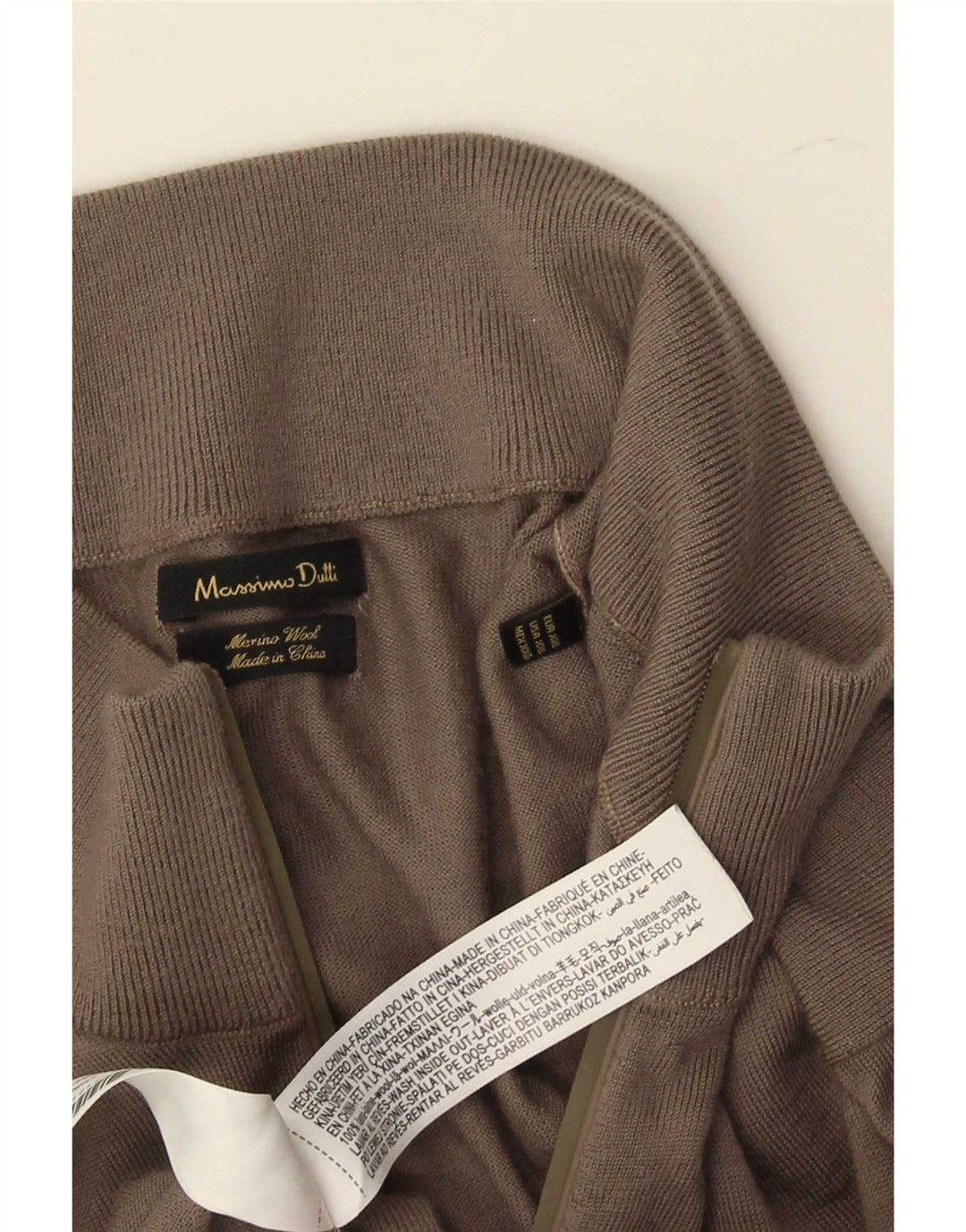 Męski sweter zapinany na zamek Massimo Dutti 2XL Brązowa wełna