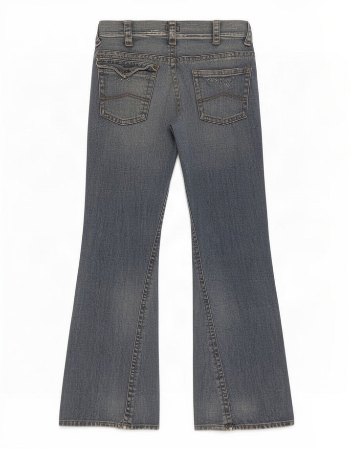 Damskie jeansy rozkloszowane Armani W30 L33 Niebieskie bawełniane