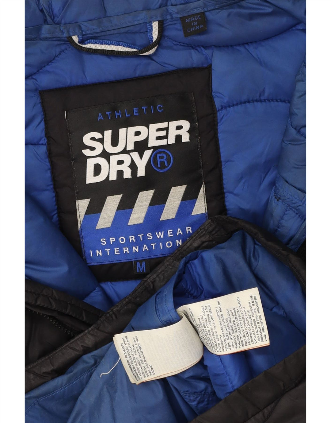 Męska wyściełana kurtka z kapturem Superdry UK 38 Średni czarny nylon