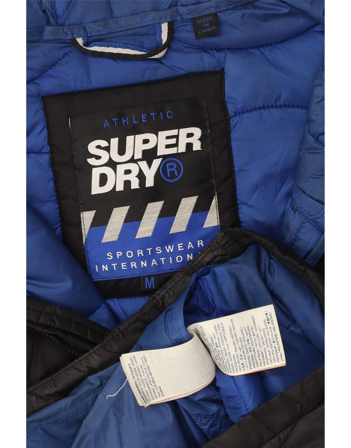 Męska wyściełana kurtka z kapturem Superdry UK 38 Średni czarny nylon