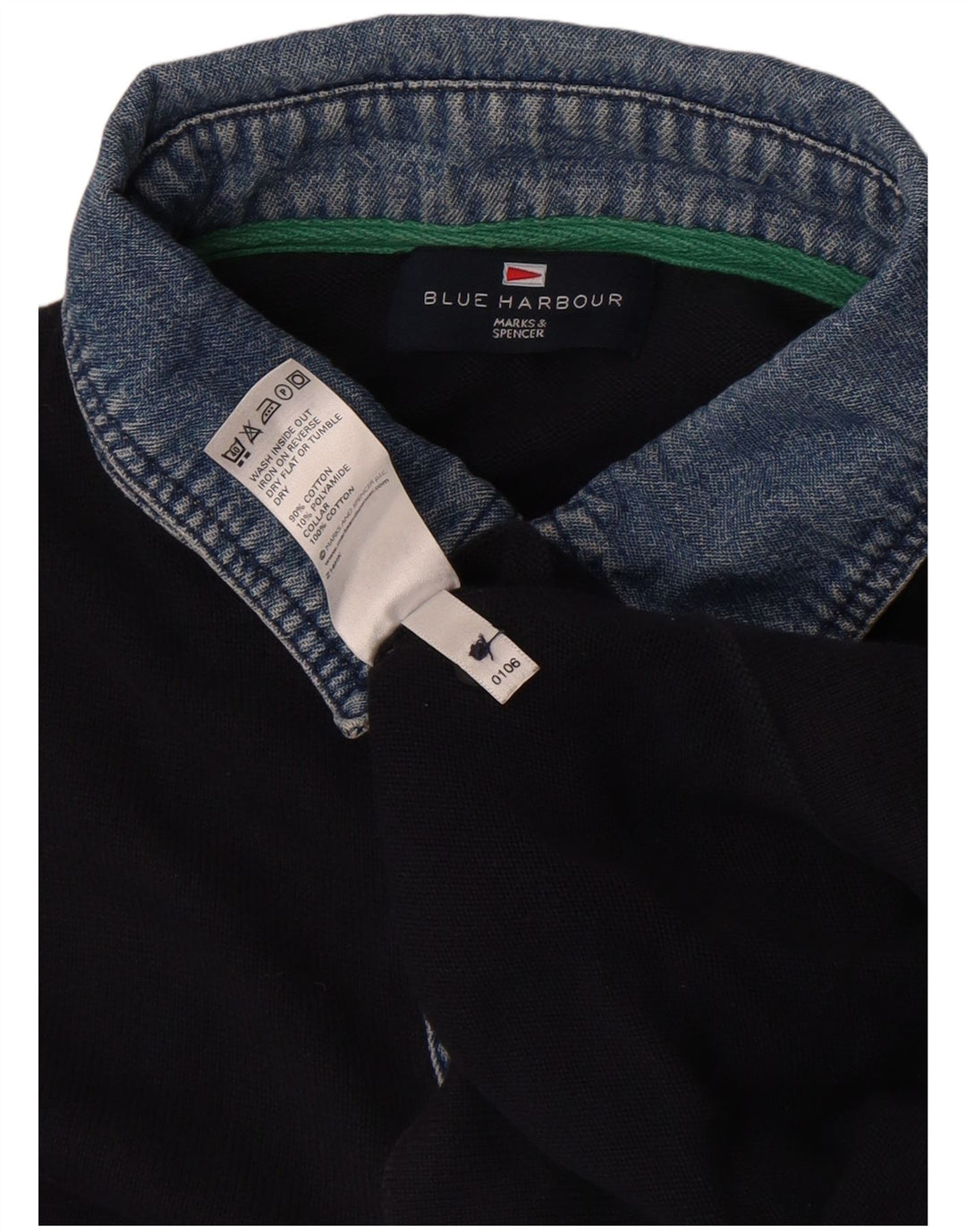 Marks & Spencer Męski sweter polo Blue Harbor, średni granatowy