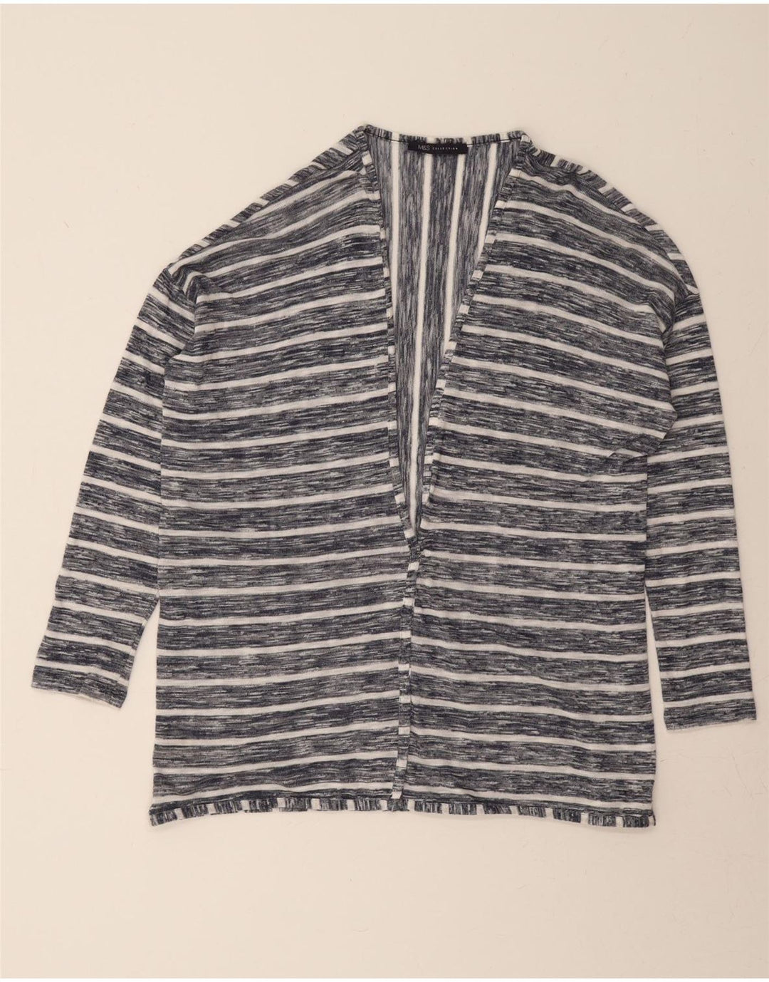 MARKS & SPENCER Womens V-Neck Jumper Sweater UK 10 Small Blue Striped Vintage Marks & Spencer and Second-Hand Marks & Spencer from Messina Hembry 