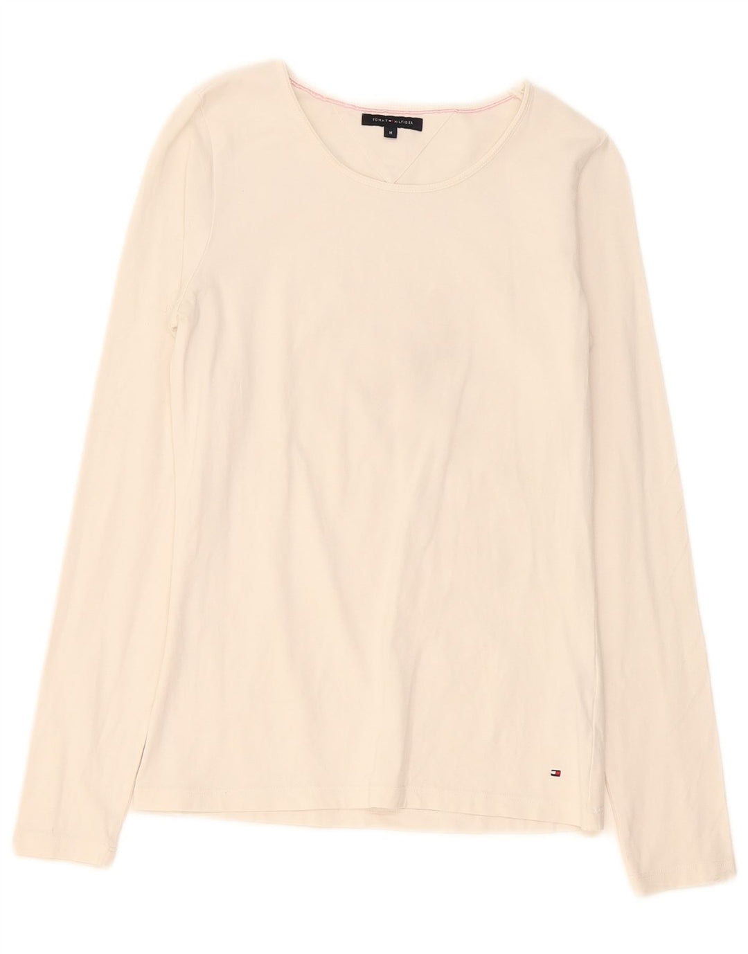Damski top z długim rękawem Tommy Hilfiger UK 12, średnia biała bawełna
