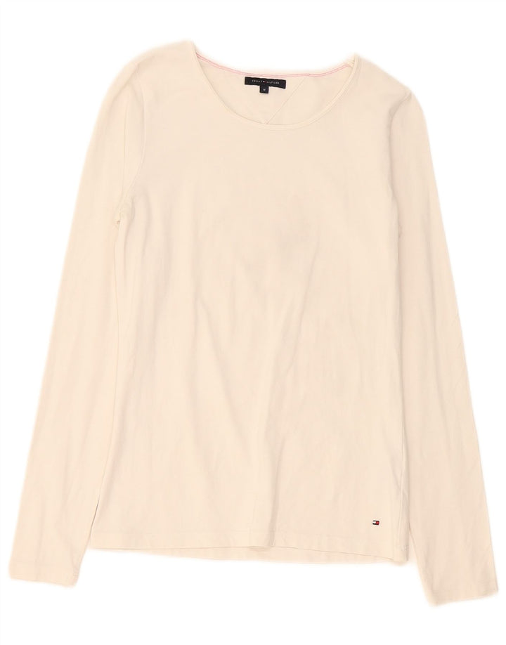 Damski top z długim rękawem Tommy Hilfiger UK 12, średnia biała bawełna