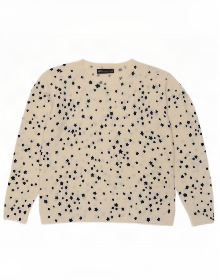 Sweter damski Marks & Spencer z okrągłym dekoltem, UK 14, średni biały