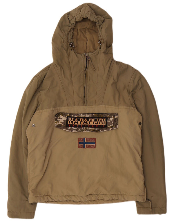 Damska kurtka Anorak z kapturem i grafiką Napapijri UK 16, duża, khaki, poliamid