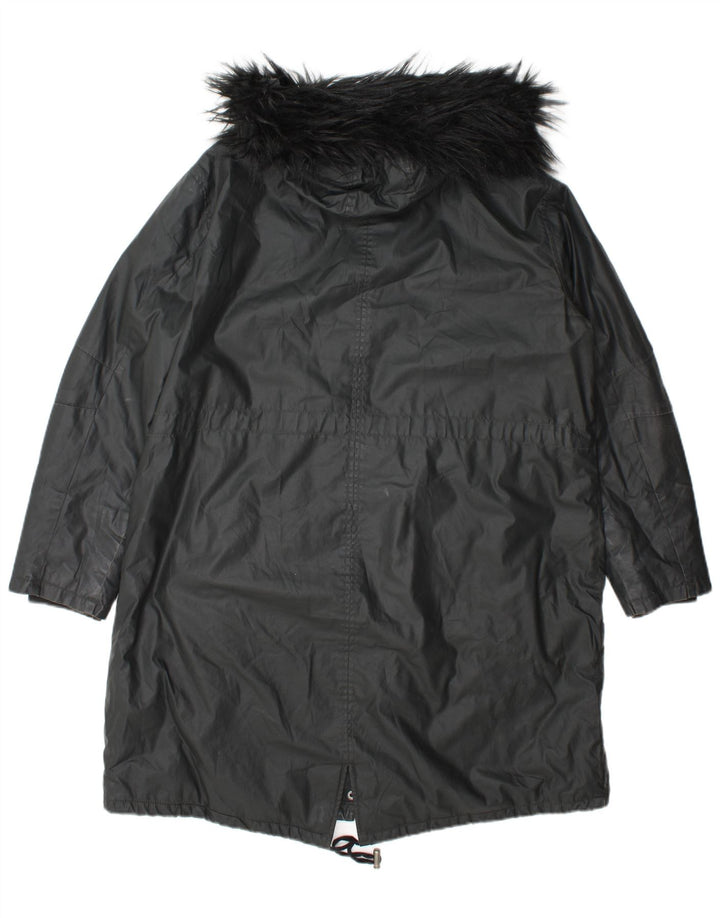 Marks & Spencer Damska kurtka parka z kapturem, woskowana, UK 14, duża, szara