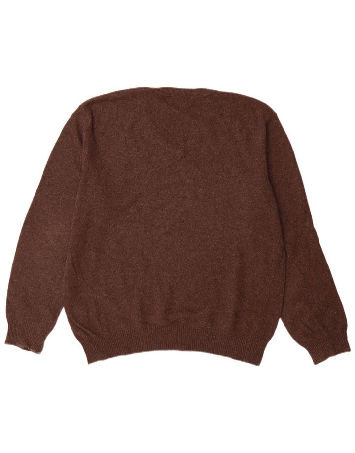 Męski sweter Zara z dekoltem w kształcie litery V, duży, brązowy, argyle/diamentowa wełna