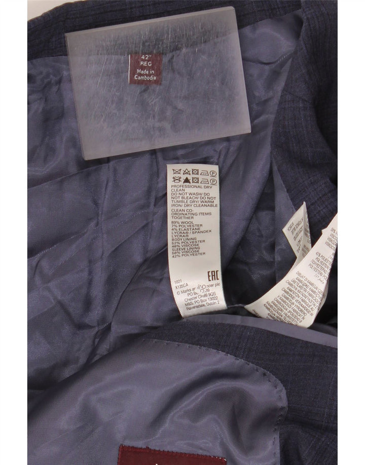 Marks & Spencer Męska marynarka zapinana na 2 guziki, UK 42 XL, granatowa w kratkę