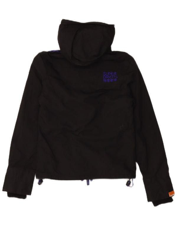 SUPERDRY Damska kurtka wiatrówka z kapturem The Windcheater UK 6 XS Czarna