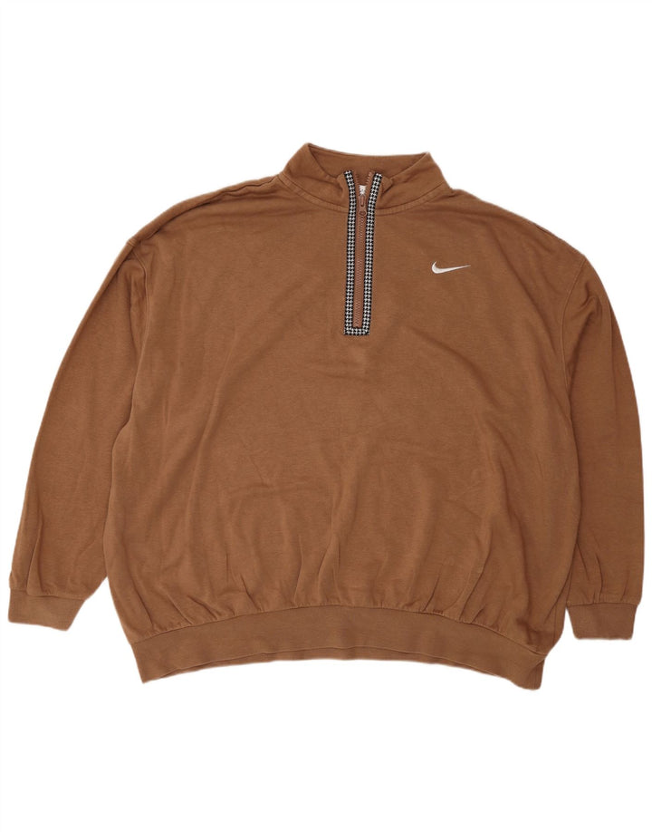 Damska bluza dresowa Nike Graphic Oversize UK 16, duża, brązowa bawełna