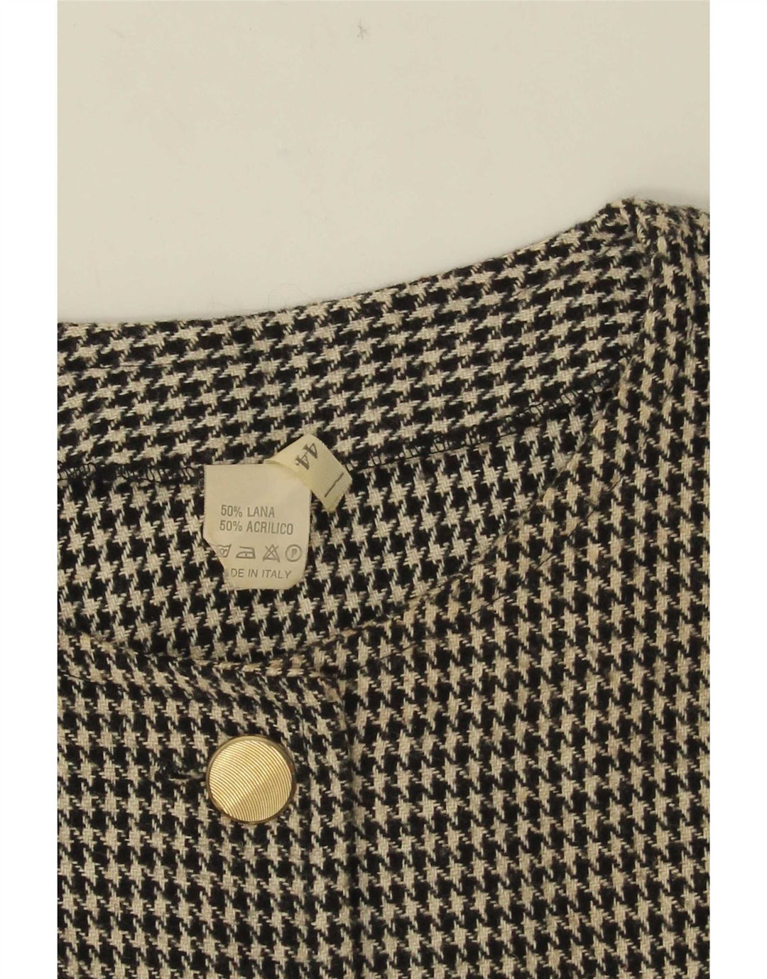 Vintage damska marynarka zapinana na 5 guzików IT 44, średnia czarna pepitka