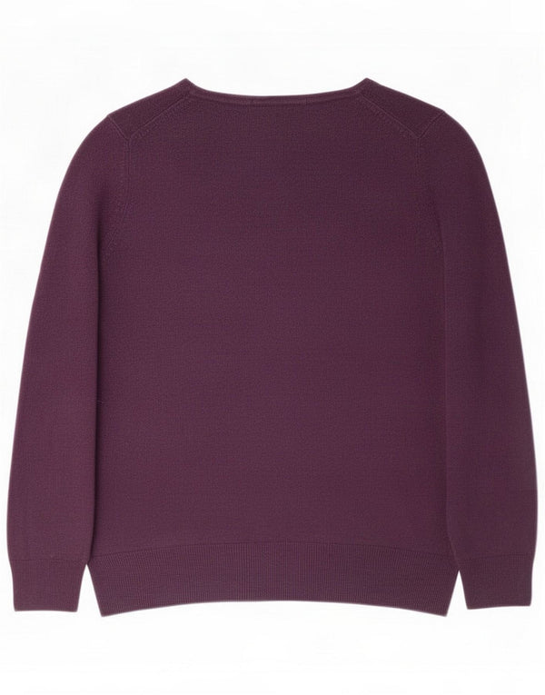 Damski sweter Marks & Spencer z dekoltem w kształcie litery V, UK 16, duży fioletowy
