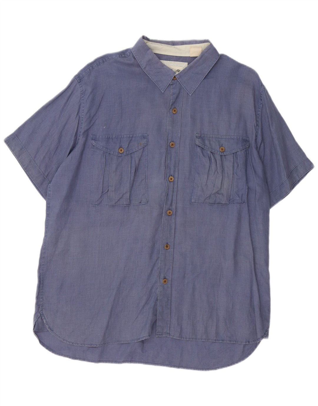 Męska koszula slim fit Timberland z krótkim rękawem XL, niebieska konopna