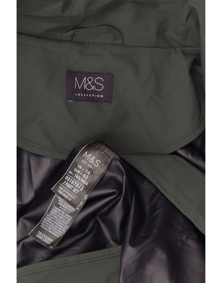 Damski płaszcz przeciwdeszczowy z kapturem Marks & Spencer UK 14, duży, zielony, poliester