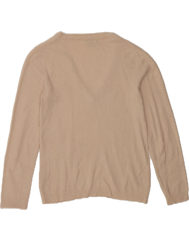 MASSIMO DUTTI Womens V-Neck Jumper Sweater UK 14 Large Beige Polyamide Vintage Massimo Dutti and Second-Hand Massimo Dutti from Messina Hembry 