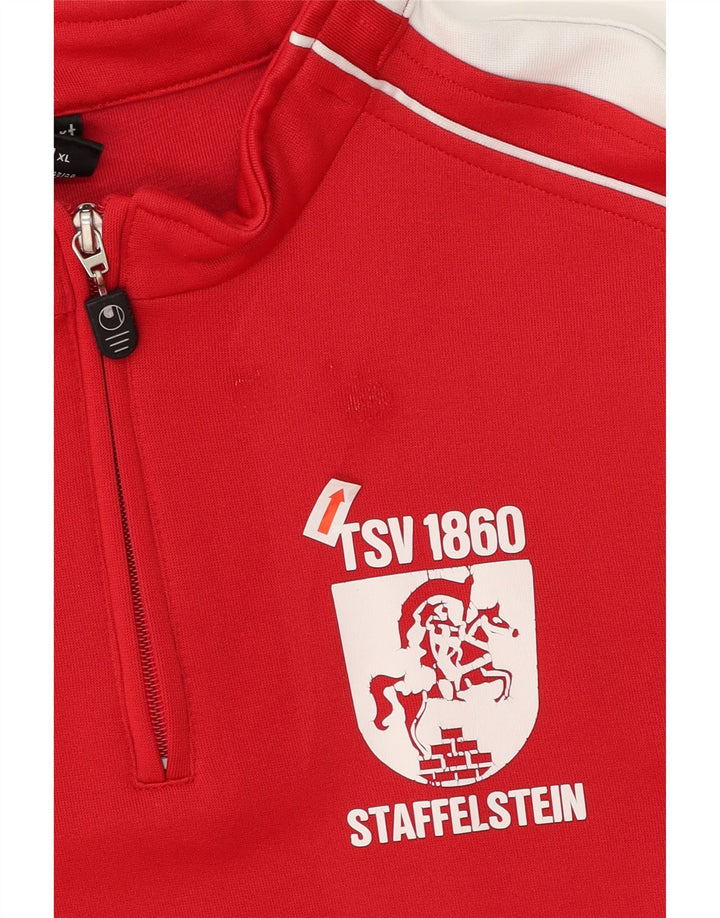 UHLSPORT Mens Graphic Pullover Tracksuit Top Large Red Colourblock Vintage Uhlsport and Second-Hand Uhlsport from Messina Hembry 