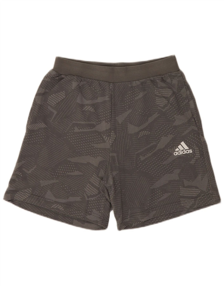 Męskie spodenki sportowe Adidas, średnioszare, geometryczne, bawełniane