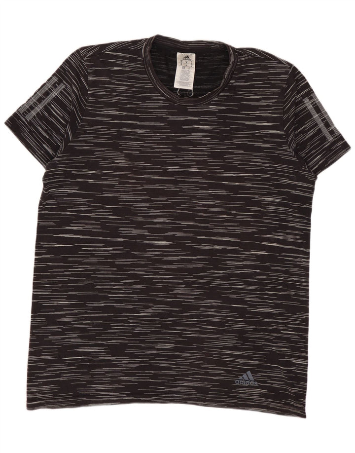 T-shirt męski ADIDAS, bawełniany, średni czarny w prążki
