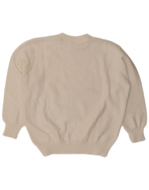 Sweter damski w stylu vintage z okrągłym dekoltem UK 18 XL, biały