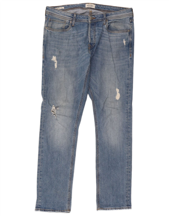 Męskie jeansy Jack & Jones Tim Distressed W36 L34 Niebieskie bawełniane