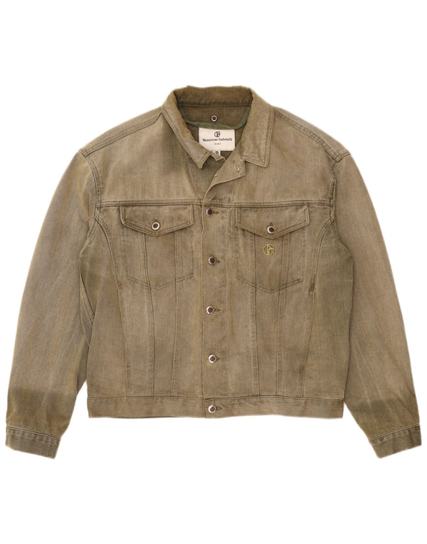 Nazareno Gabrielli Męska kurtka dżinsowa UK 38 Medium Khaki Cotton