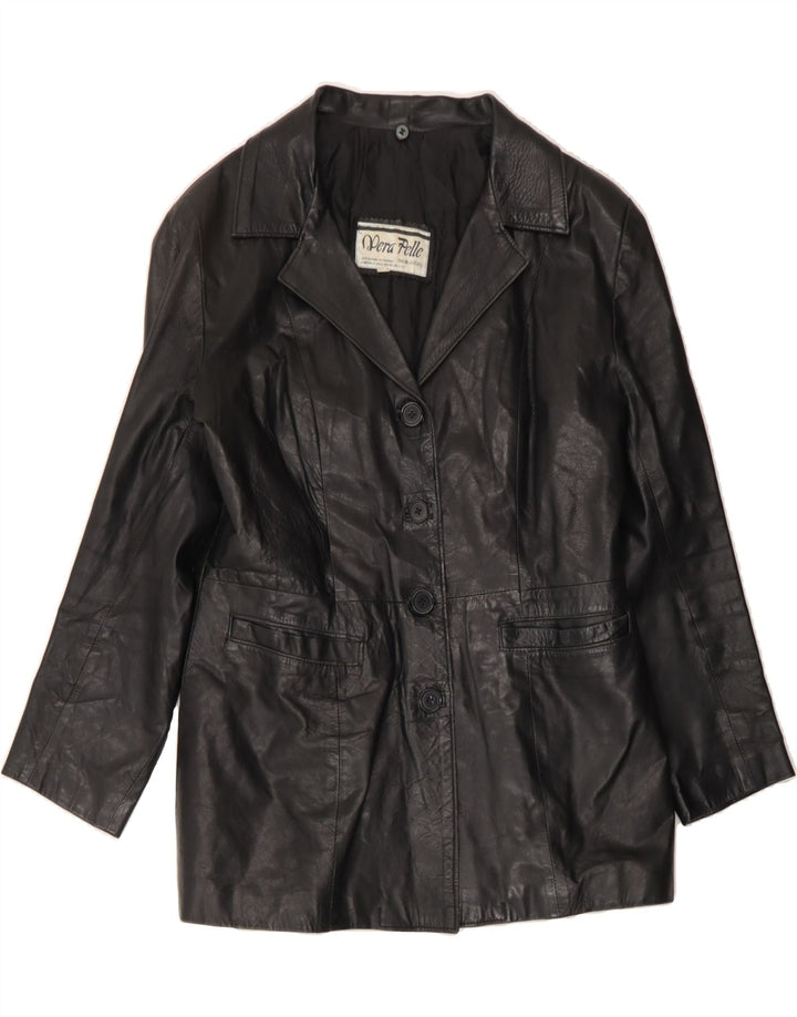 VINTAGE Womens Leather Jacket UK 14 Medium Black Vintage Vintage and Second-Hand Vintage from Messina Hembry 