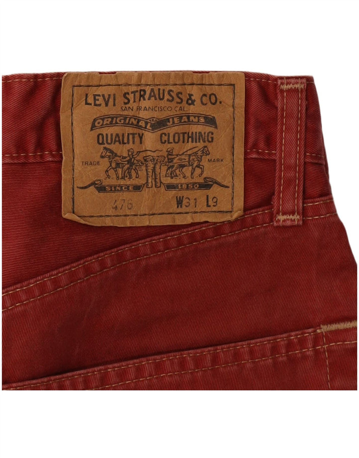 Męskie spodenki jeansowe LEVI'S 476 W31 Średnio czerwone, bawełniane