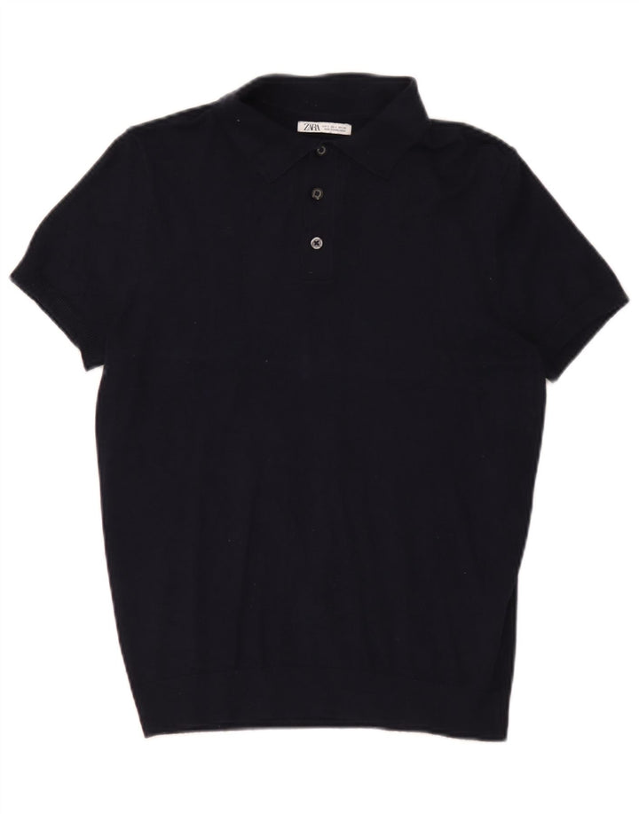 Męska koszulka polo Zara, mała, granatowa, wiskozowa