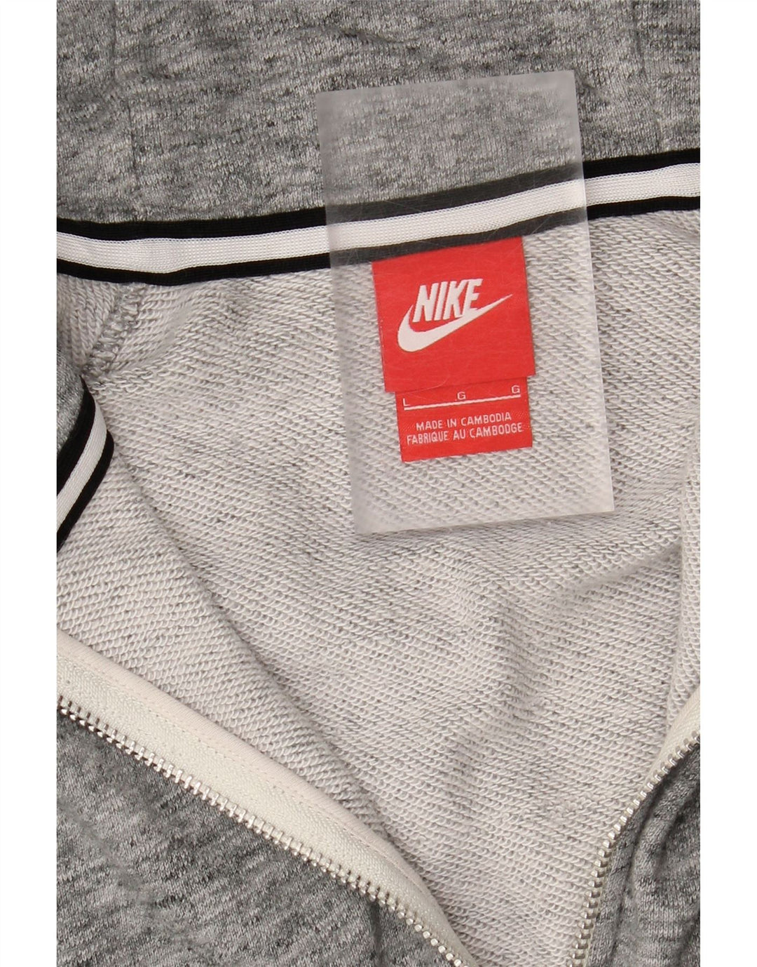 NIKE Mens Zip Neck Hoodie Jumper Large Grey Cotton