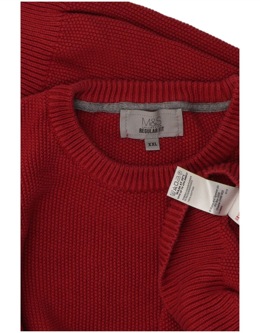 Marks & Spencer Męski sweter o regularnym kroju z okrągłym dekoltem, 2XL, czerwony, bawełniany