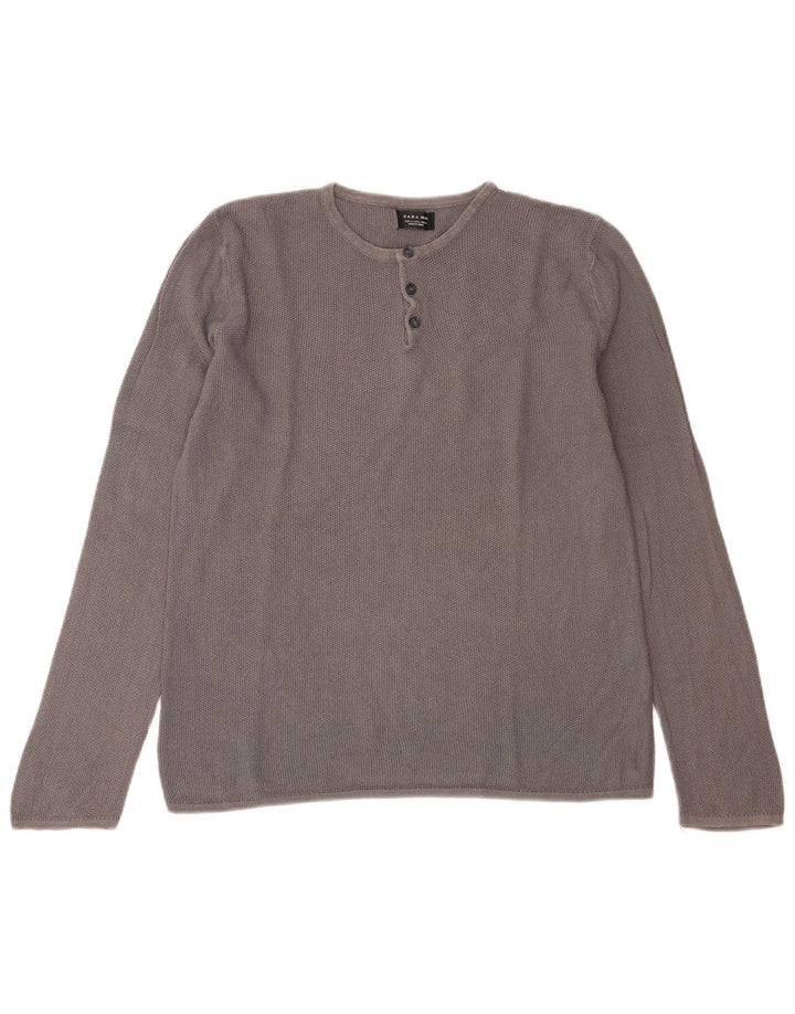 Męski sweter zapinany na guziki Zara, duży, szary