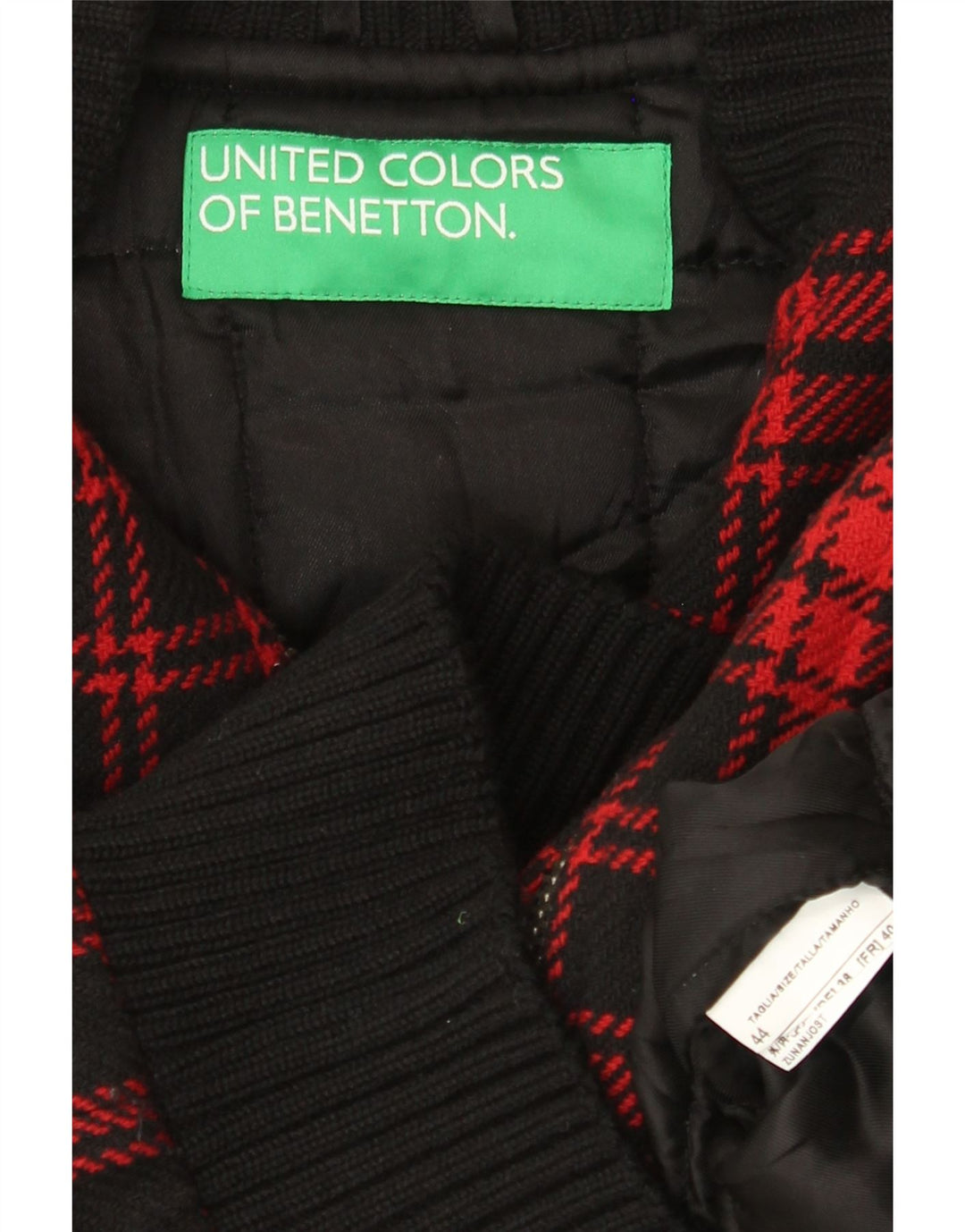 BENETTON Womens Bomber Jacket IT 44 Medium Red Check Vintage Benetton and Second-Hand Benetton from Messina Hembry 