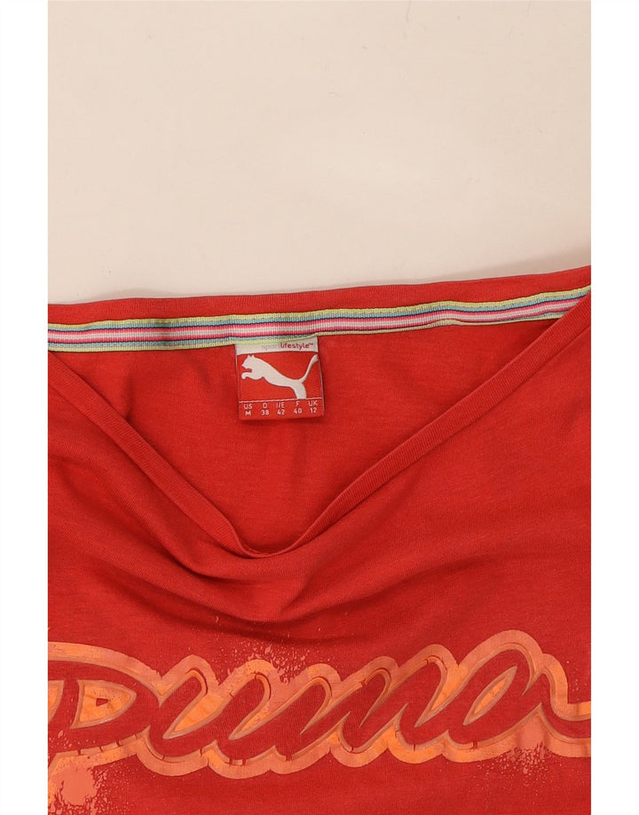 PUMA Womens Graphic T-Shirt Top UK 12 Medium  Red Cotton Vintage Puma and Second-Hand Puma from Messina Hembry 