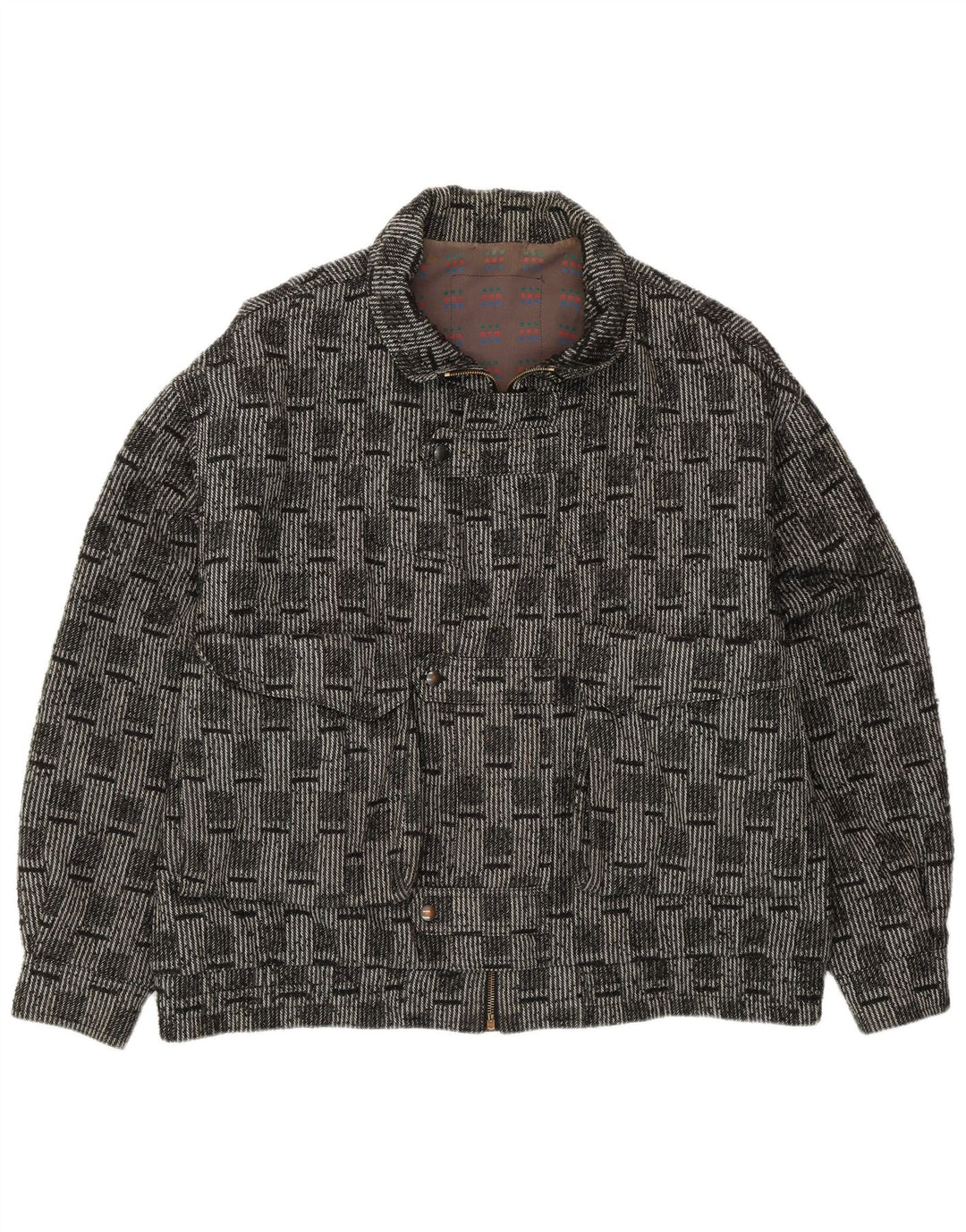 Męska kurtka bomberka VINTAGE IT 52 XL szara wełniana kratka