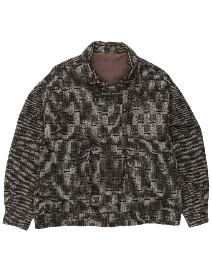 Męska kurtka bomberka VINTAGE IT 52 XL szara wełniana kratka