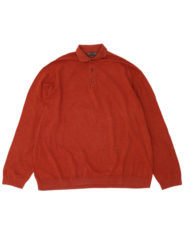 Marks & Spencer Męski sweter polo, 4XL, czerwony, bawełniany