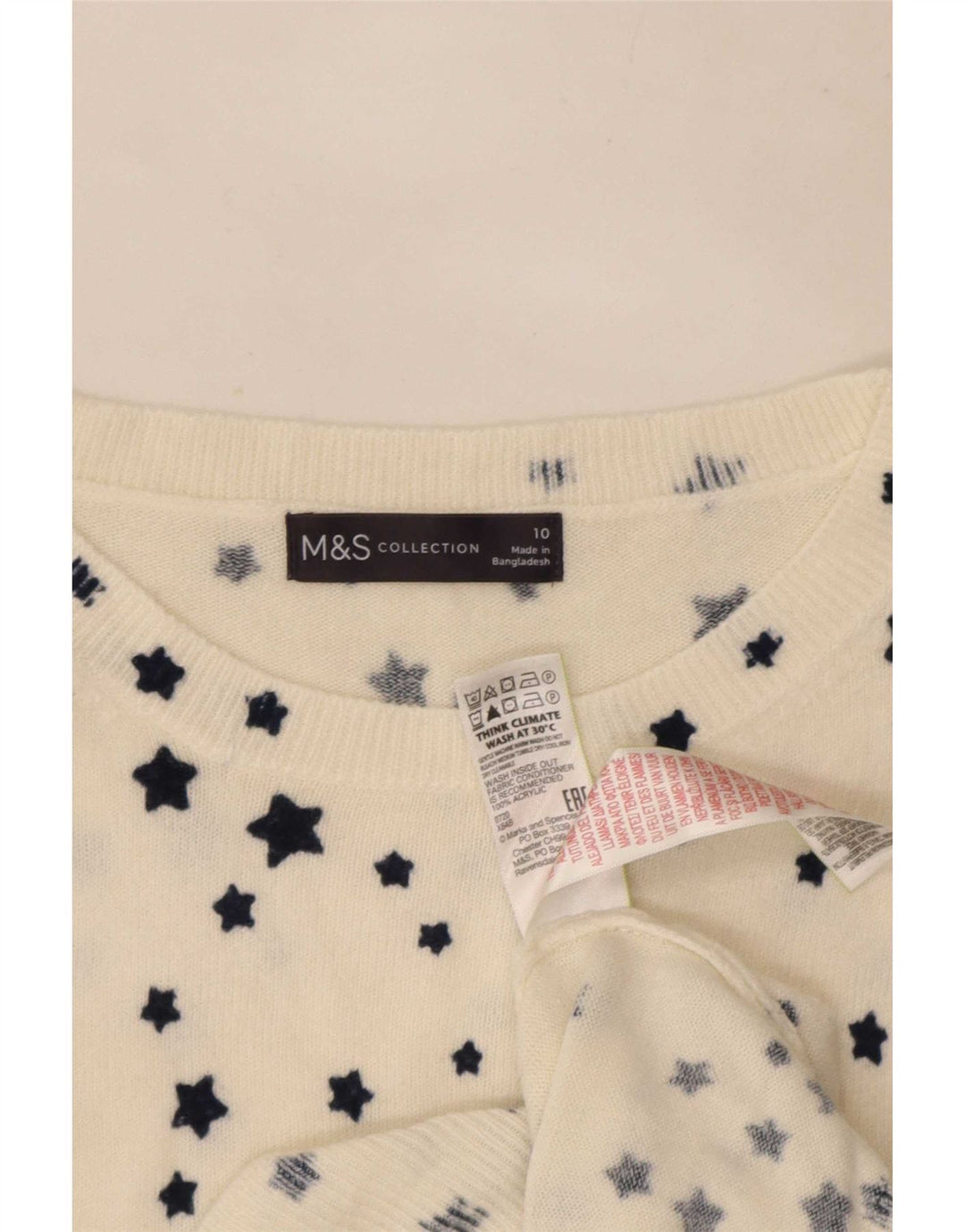 Marks & Spencer Damski sweter z dekoltem w łódkę, UK 10, mały, biały