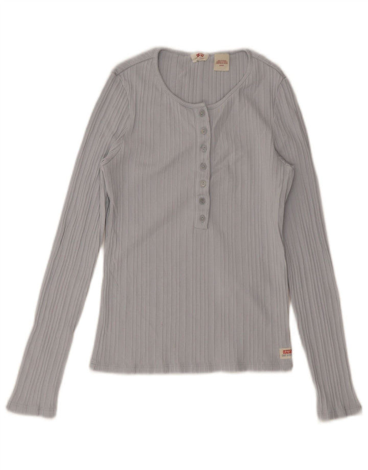 Damski top Levi's z długim rękawem, UK 8, mały, niebieski, bawełniany