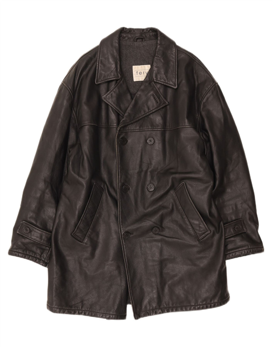 VINTAGE Mens Leather Coat UK 40 Large Black Vintage Vintage and Second-Hand Vintage from Messina Hembry 