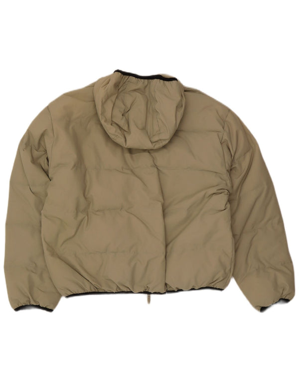 Vintage męska kurtka z kapturem i luźnym krojem, UK 36, mała, khaki, poliester