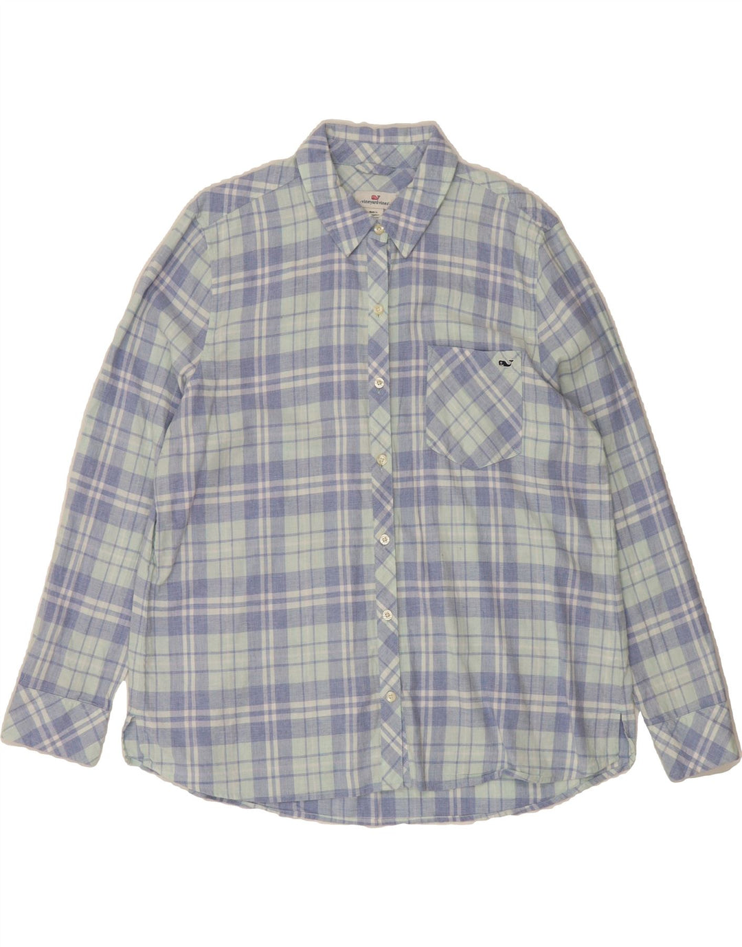 VINEYARD VINES Womens Shirt US 16 2XL Blue Check Cotton Vintage Vineyard Vines and Second-Hand Vineyard Vines from Messina Hembry 