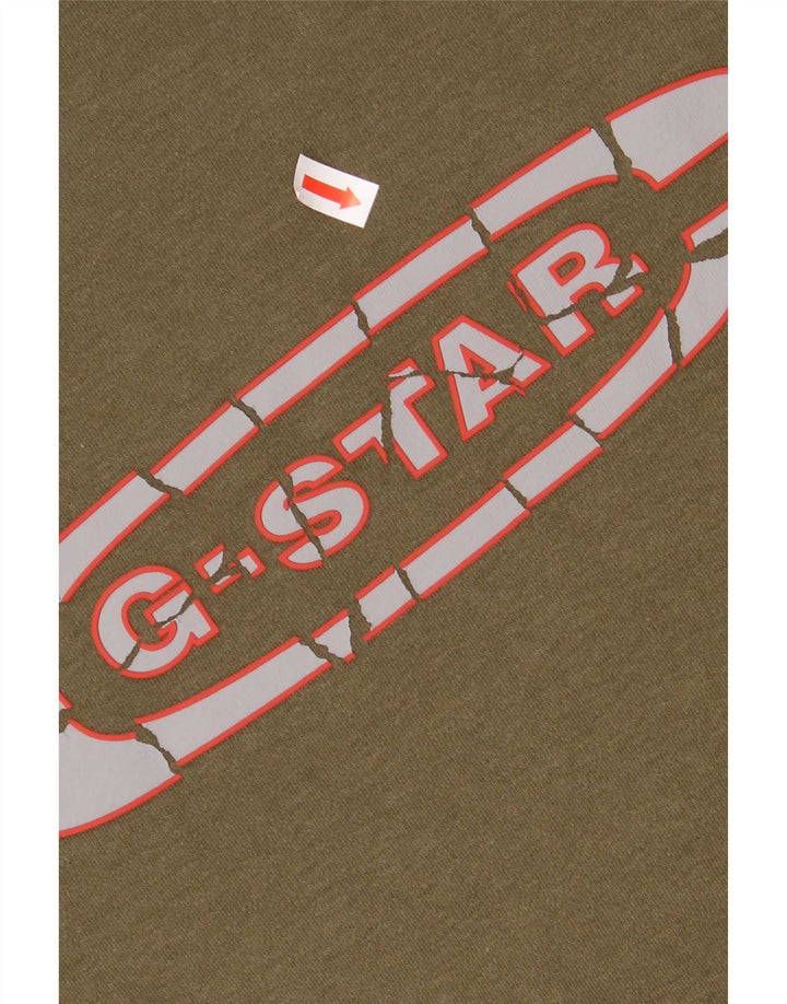 Męski T-shirt z grafiką G-Star, mały, bawełniany khaki